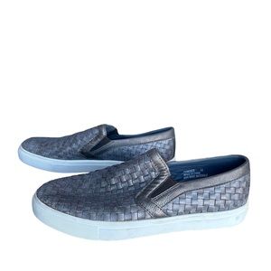 Corkys flat shoes woven silver size 10